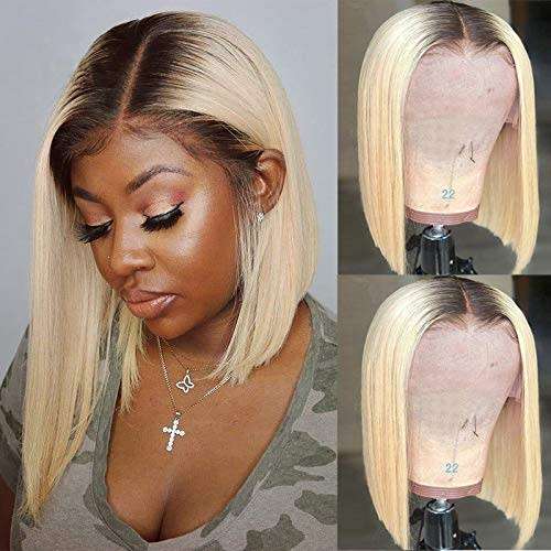 Ear to ear lace frontal 12inch Peruvian hair wig ombre blonde . 13A