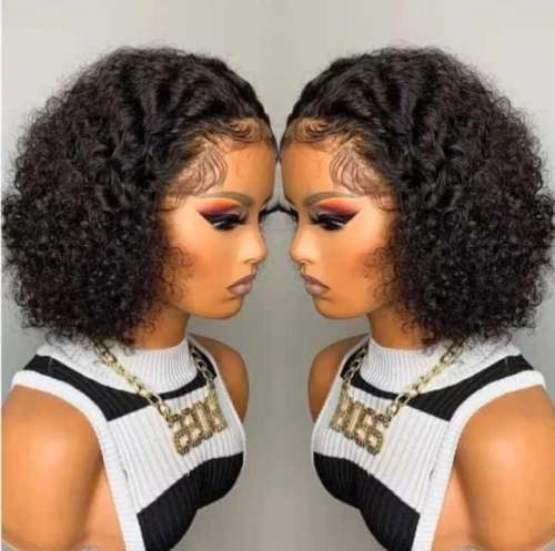 Ear to ear Lace Frontal 13x4 curly Wig 8inch Brazilian Hair. 12A