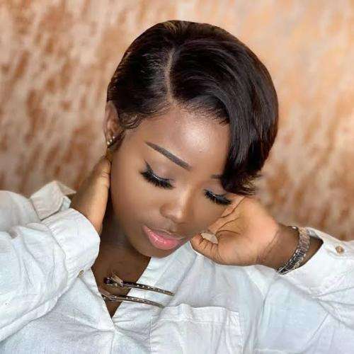 Lace Frontal 13x1 Peruvian Hair Wig t-part short Pixie cut black