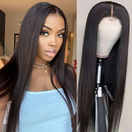 Brazilian Hair Wig Straight 16 inch Wig with 4x4 3 Way Closure. 12A