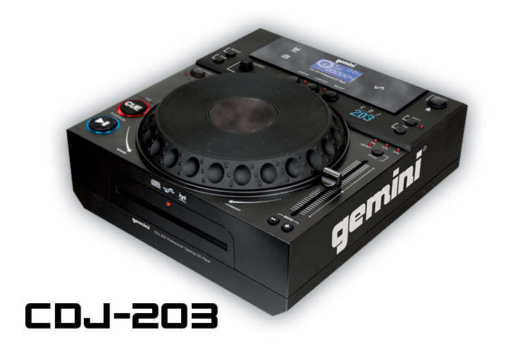 2 x Gemini CDJ 203 + 1 x  Gemini 626  x3 Channel mixer + 1x Aerial7 - Tank Azzuro Headphones
