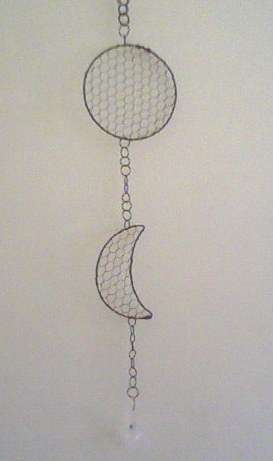 Dangling Sun and moon with crystal bead at bottom - hang anywhere!