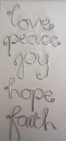 Little wire scrapbooking words - set of 5 - Silver.