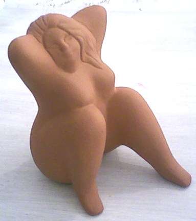 Terracotta fat lady - lovely playful ornament!