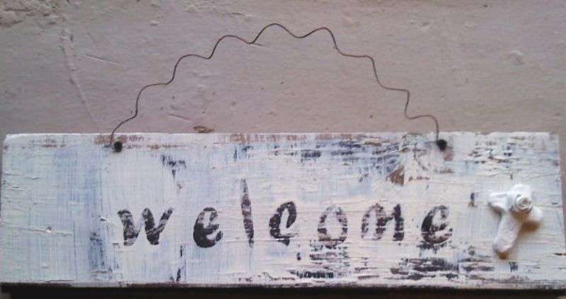 Beautiful old wood and wire french style sign!