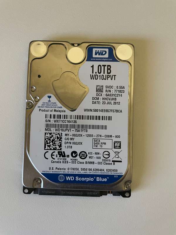 Western Digital Scorpio Blue 1TB,Internal,5400 RPM,2.5", Notebook, Desktop, DVR HDD