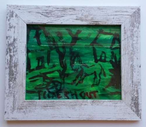 Frans Claerhout - Farm Scene - Acrylic on paper - Signed on back