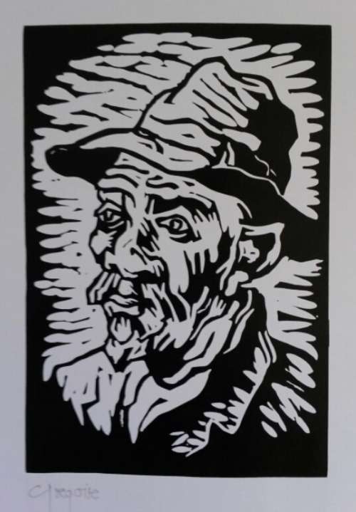 Gregoire Boonzaier Litho Print - Old Man - Signed in pencil