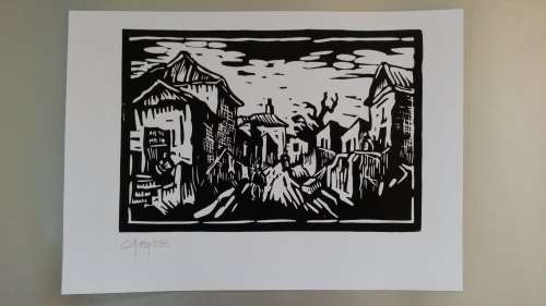 Gregoire Boonzaier Litho Print - Town - Signed in pencil