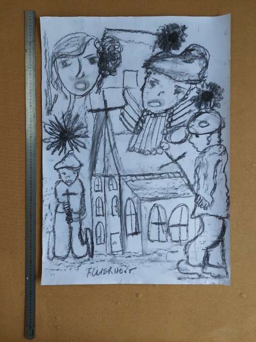 Massive Authenticated FRANS CLAERHOUT Charcoal Sketch!!! COA by Keith Johns, VALUE R8000-00