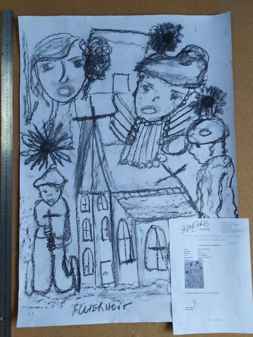 Massive Authenticated FRANS CLAERHOUT Charcoal Sketch!!! COA by Keith Johns, VALUE R8000-00