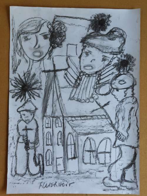 Massive Authenticated FRANS CLAERHOUT Charcoal Sketch!!! COA by Keith Johns, VALUE R8000-00