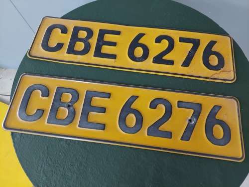 2x Matching vintage metal numberplates, Hopetown Northern Cape