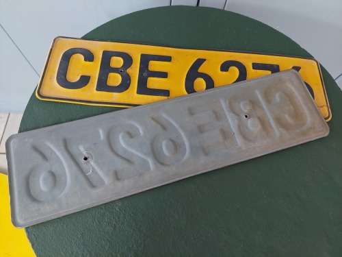 2x Matching vintage metal numberplates, Hopetown Northern Cape