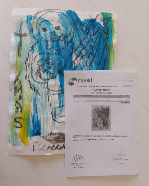 Frans Claerhout - Mixed Media on paper 42cm x 30cm Valued at R8000!!! COA incl.