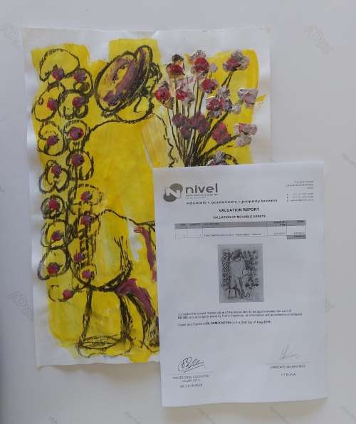 Frans Claerhout - Mixed Media on paper 42cm x 30cm Valued at R8000!!! COA incl.