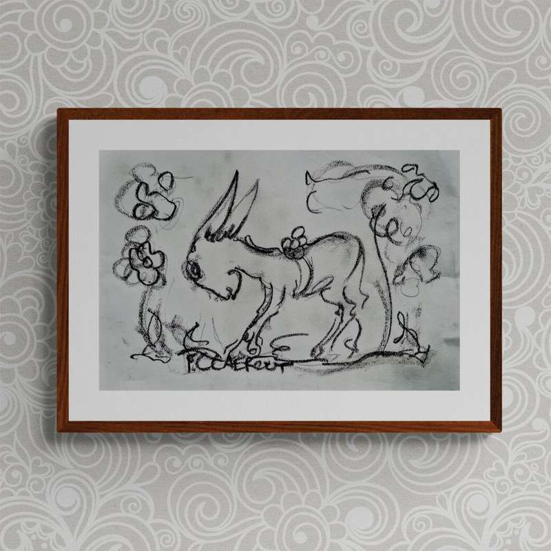 Frans Claerhout - Charcoal Donkey - 60 x 42