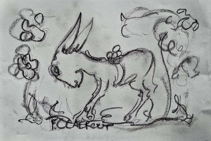 Frans Claerhout - Charcoal Donkey - 60 x 42