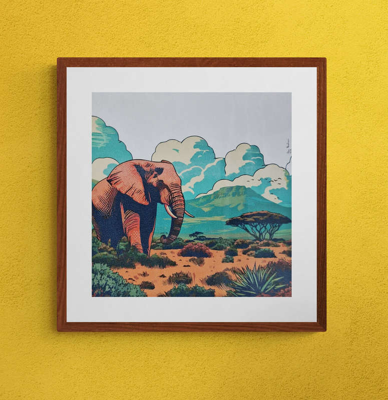 Anna Ibrahim - Addo Elephant / 40cm x 40cm signed print marked 3/3