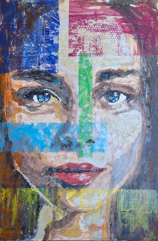 "Sarah" by JohnnyP - Mixed Media on blocked Canvas 120cm x 80cm