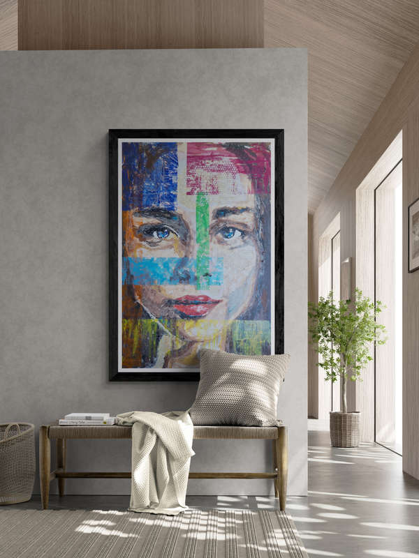 "Sarah" by JohnnyP - Mixed Media on blocked Canvas 120cm x 80cm