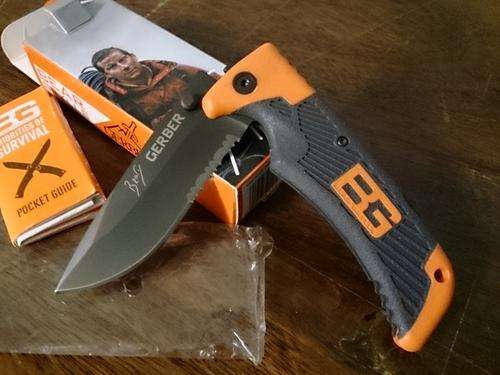 Bear Grylls Folding Knife Scout Clip - Grey & Orange