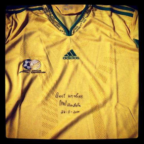 Nelson Mandela Autographed Bafana Supporter's Jersey