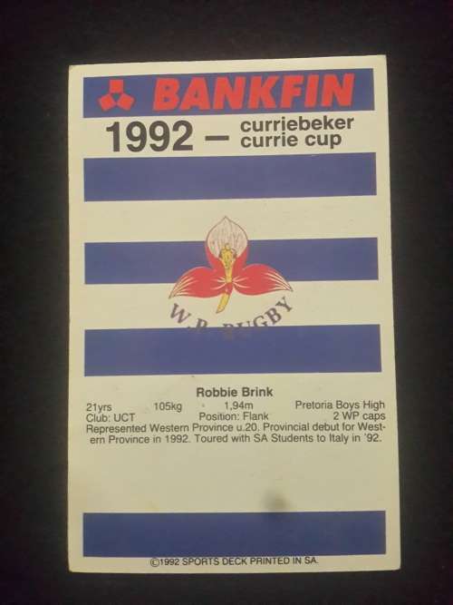 1992 Sports Deck Trading Card # 126 Robbie Brink