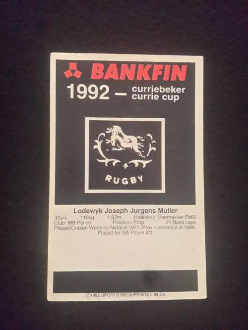 1992 Sports Deck Trading Cards # 46 Lood Muller