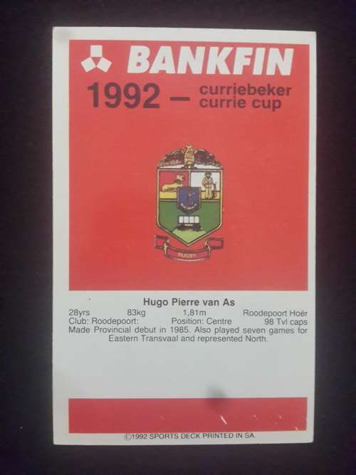 1992 Sports Deck Trading Cards # 99 Hugo van As