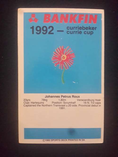 1992 Sports Deck Trading Cards # 103 Johan Roux