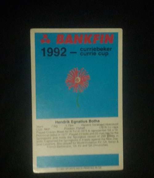 1992 Sports Deck Trading Cards # 10 Naas Botha
