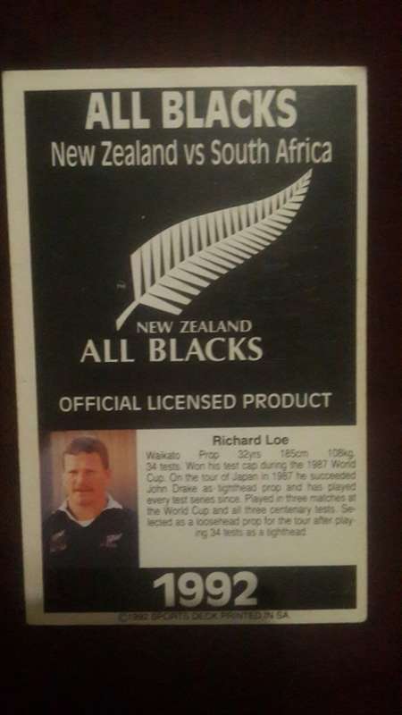 1992 Sports Deck Trading Cards NZ vs SA # 1 Richard Loe