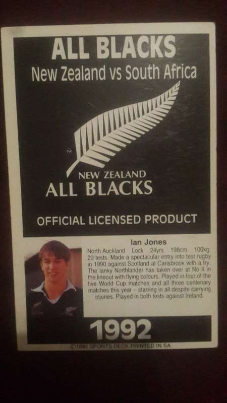 1992 Sports Deck Trading Cards All Blacks NZ vs SA # 4 Ian Jones