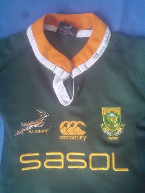 Springboks Rugby Jersey Size 5-6 Signed by Fourie du Preez