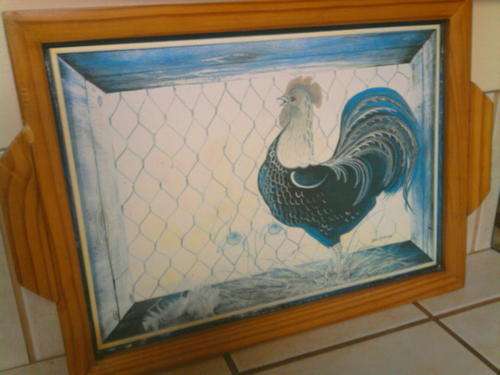 Large 'Rooster' tea tray.  Country chic