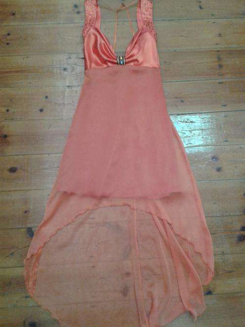 orange chiffon long/short dress. Size 32/34