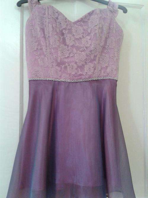 Beautiful dusty pink swirl dress with lace top.  Size M