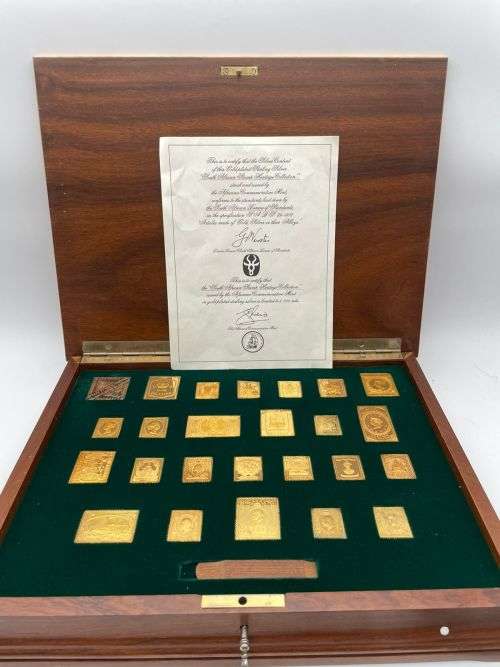 Gold plated South african Silver stamp heritage collection
