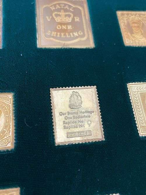 Gold plated South african Silver stamp heritage collection