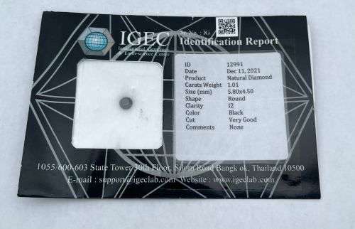 Certified 1.01ct Natural Round Black Diamond