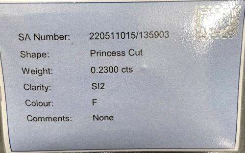 Beautiful 0.23ct Princess cut Solitaire ring
