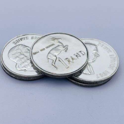 LOT OF 5 OLD SA SILVER 1 Rand Coins