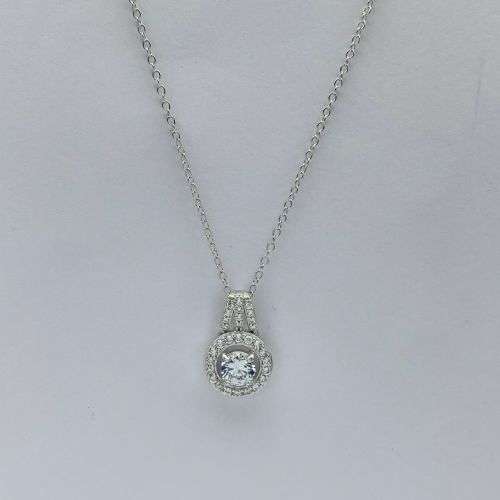 AMERICAN SWISS Sterling Silver Cubic Halo Pendant