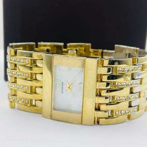 STERLING Gold Ladies Diamante Bangle Watch
