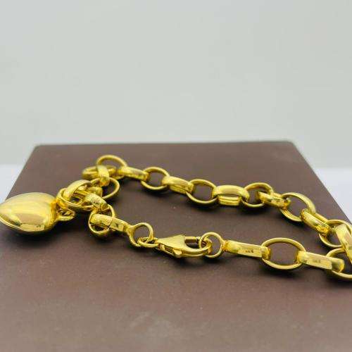 9K Yellow Gold & Silver Heart Bracelet
