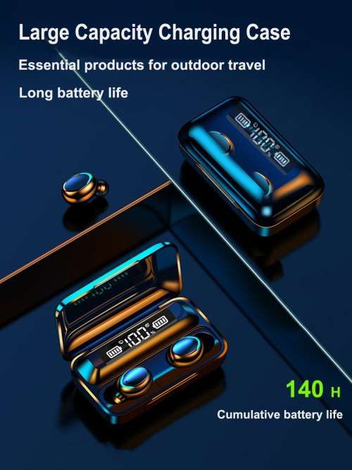 BTH-F9-5 TWS True Wireless Earbuds with Power Bank (Black)