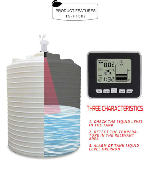 Ultrasonic Water Tank Level Meter Liquid Depth Level Meter Sensor with Temperature Display
