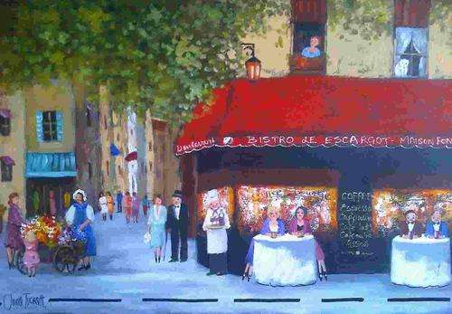 NEW French Bistro with flower wagon *** JUNE TUCKETT *** 60 x 90cm Limited offer special