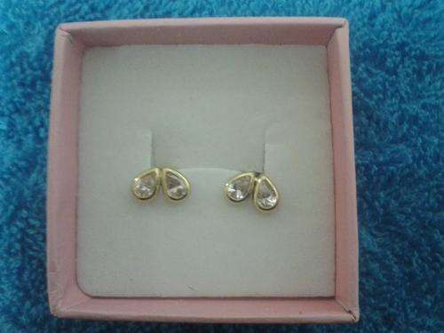 9CT SOLID GOLD EARRINGS WITH PINK STONES